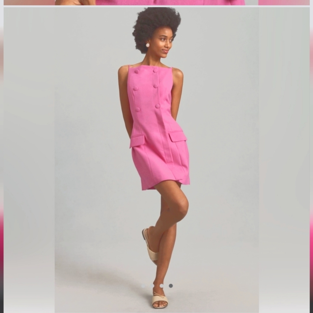 ✨ NWT Anthropologie Sleeveless Square-Neck Button-Front Mini Dress SIZE XL